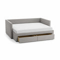 Divano Letto con Cassetti in Legno e Tessuto Grigio