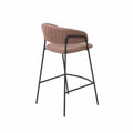 Sgabello in tessuto marrone con struttura in metallo