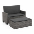 Set Mobili da Esterno in Rattan con Divanetto e Poggiapiedi, Grigio