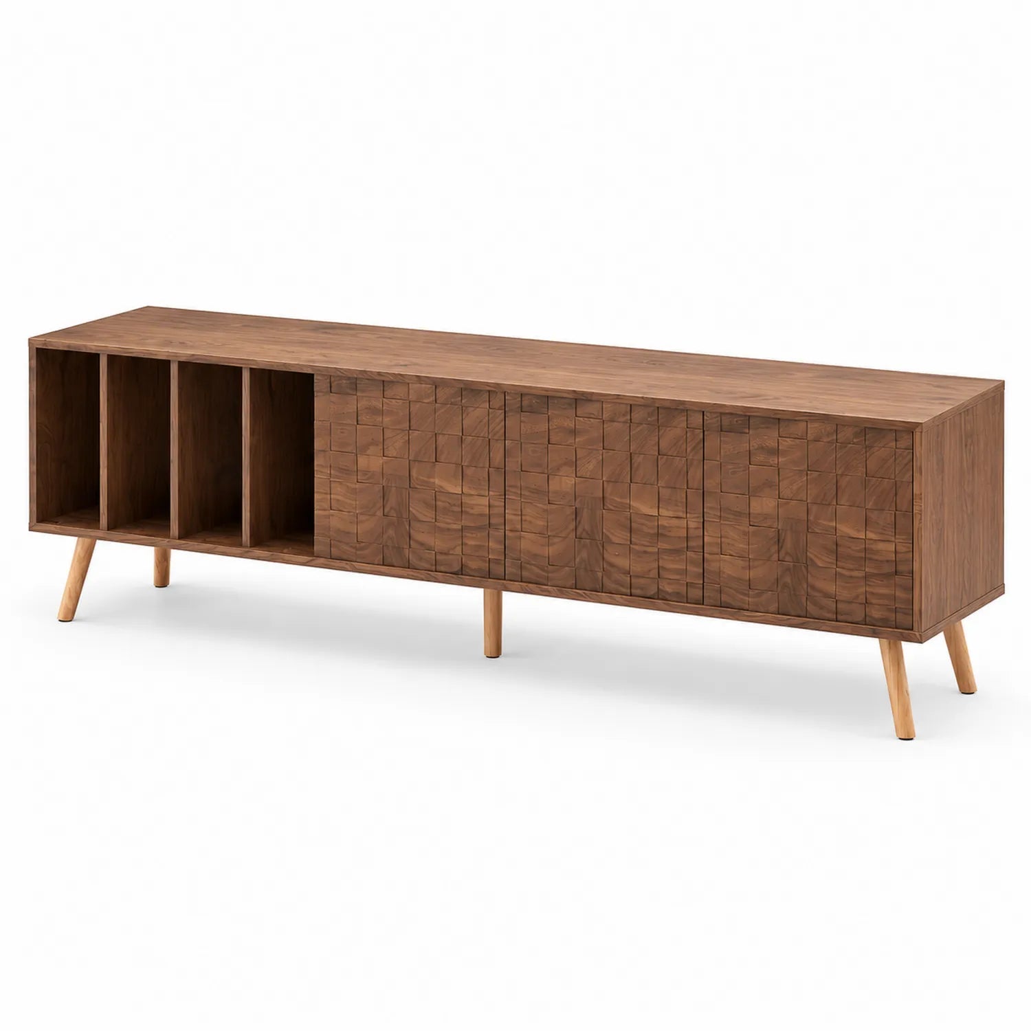 Mobile TV in Legno Noce con Scomparti Aperti 180cm