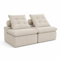 Divano Modulare in Velluto a Coste Beige 2 Posti
