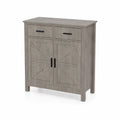 Credenza in Legno MDF Grigio con 2 Cassetti e 2 Ante