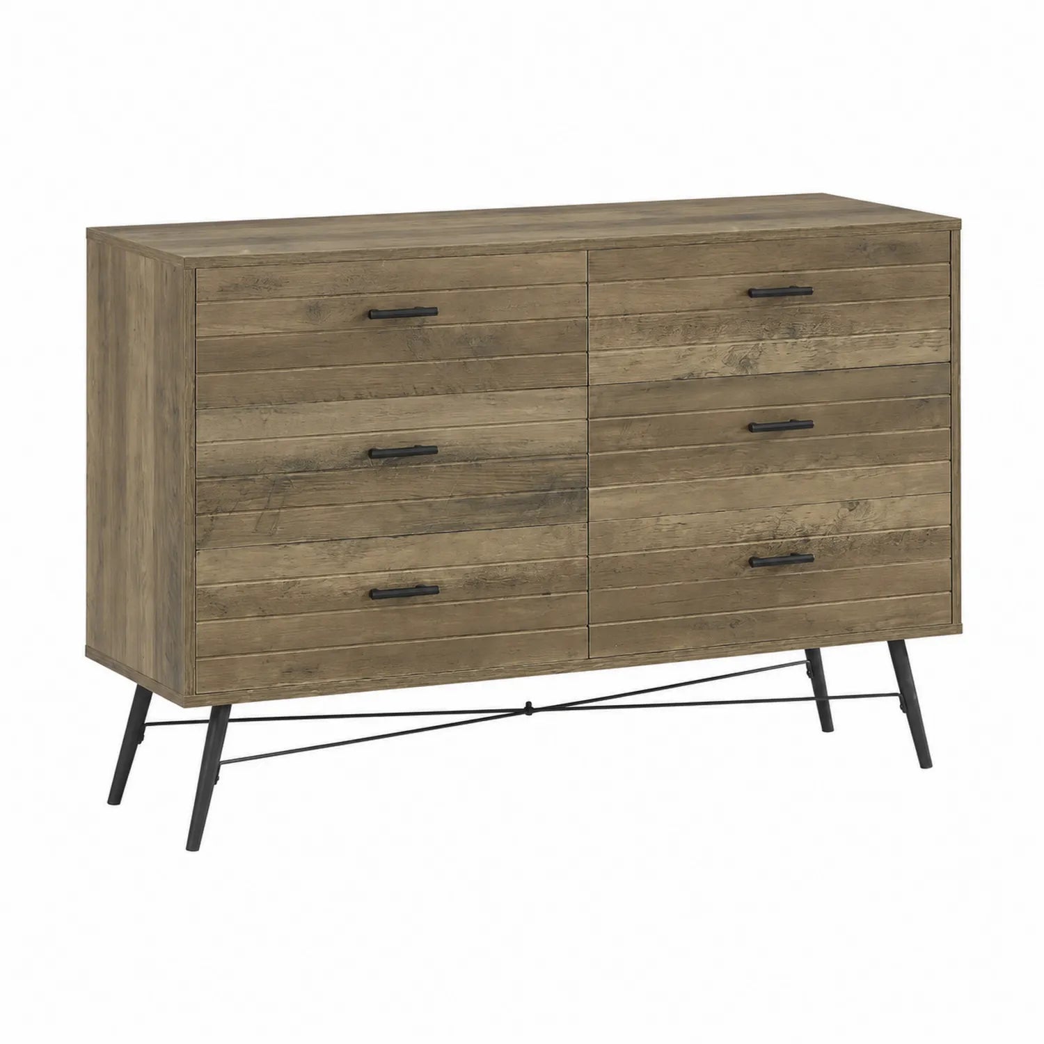 Cassettiera in legno con 6 cassetti e struttura in metallo