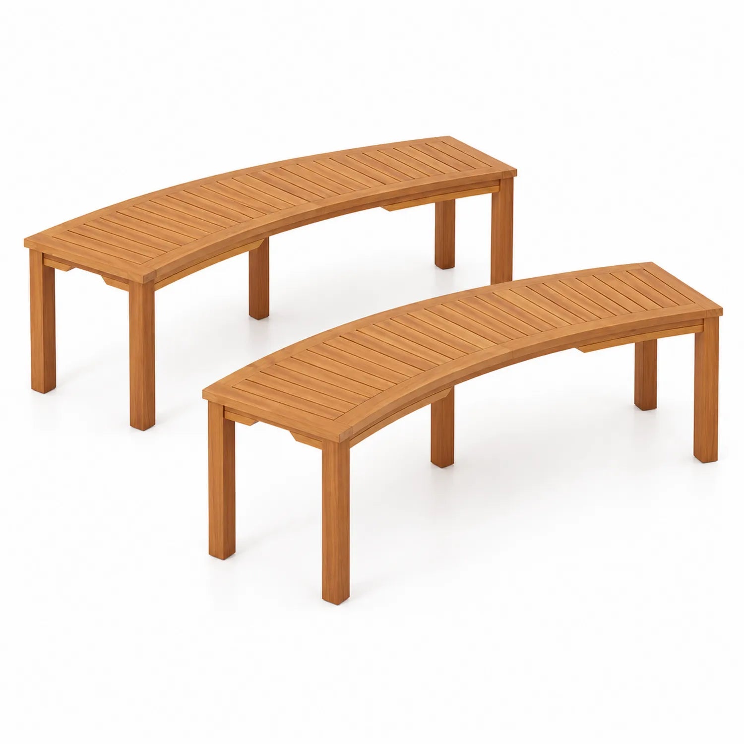 Set di Due Panche Curve da Esterno in Legno di Acacia 120 cm