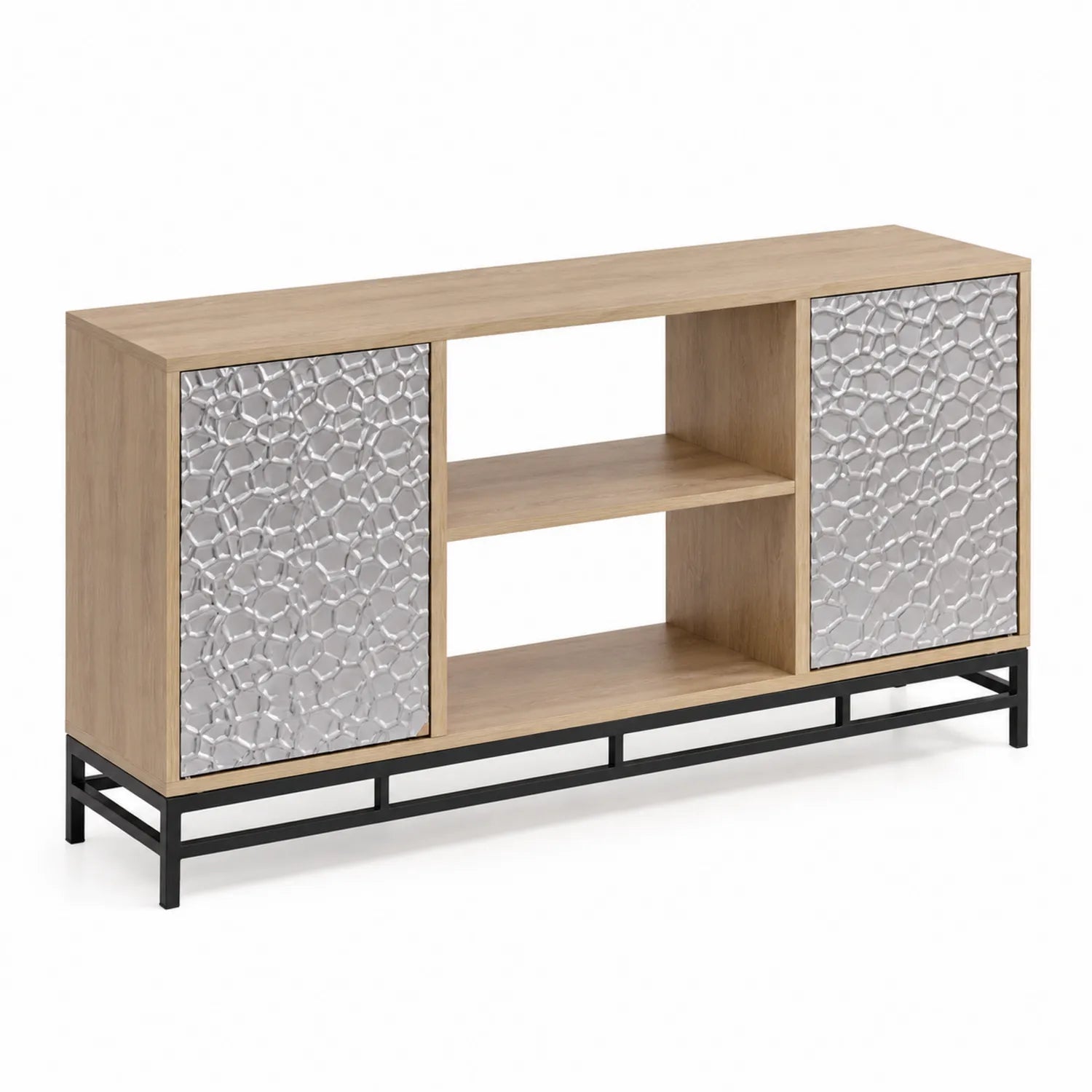 Mobile TV Legno Rovere e Acciaio 120x35x70 cm