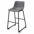 Sgabello in Pelle Sintetica Grigio con Struttura in Acciaio