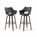 Set di 2 sgabelli da bar in pelle sintetica nera con struttura in legno