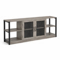 Mobile TV in Legno Composito e Metallo Nero con Ante a Rete, 160x40x70 cm