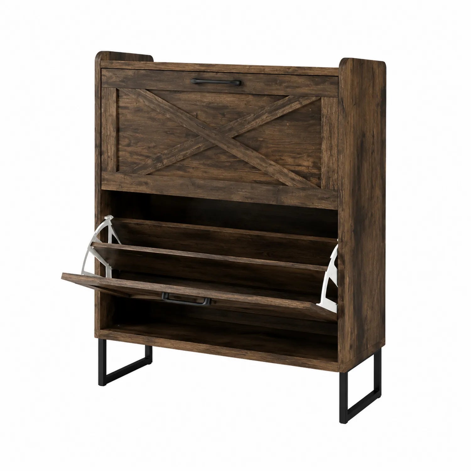 Scarpiera in Legno e Metallo Marrone