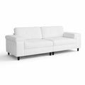Divano 3 posti in pelle sintetica bianco con gambe in legno