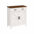 Credenza in Legno di Pino con Doppia Porta Bianco e Ripiano Naturale