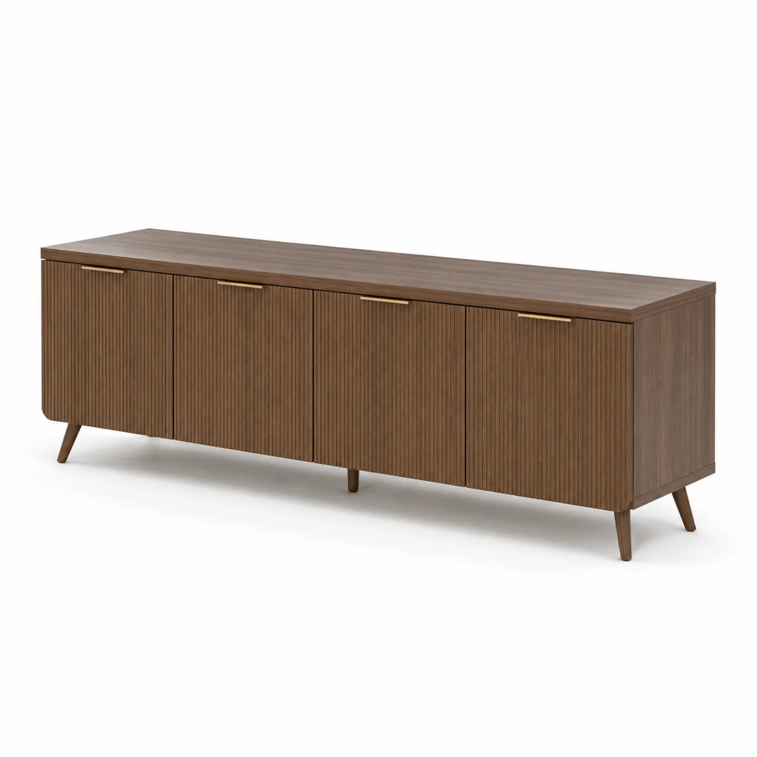 Credenza in legno di quercia marrone con 4 ante con maniglie in metallo 200x45x65 cm