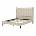 Letto matrimoniale in legno e tessuto con testiera LED 160x200 cm