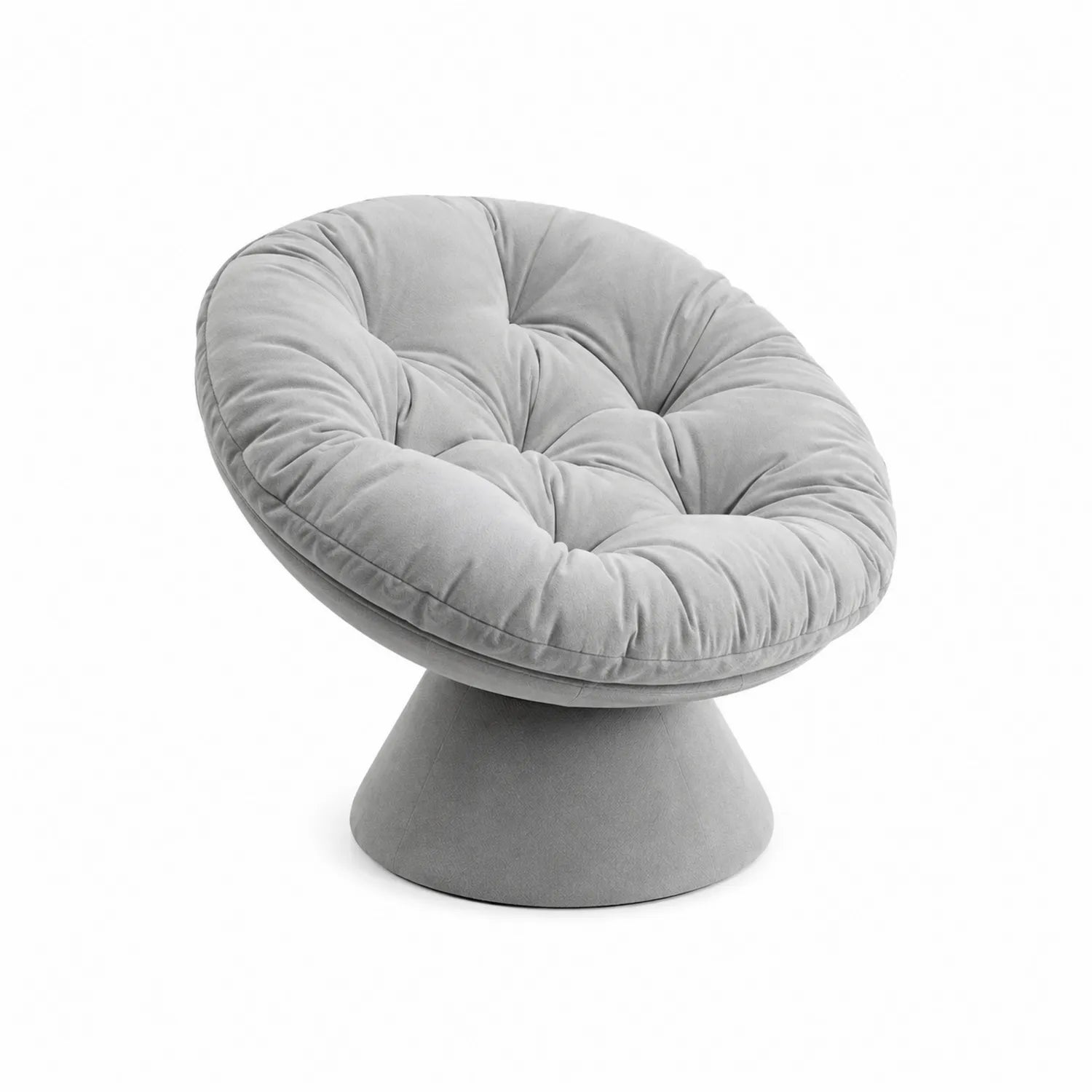 Poltrona in velluto grigio con base conica