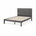 Letto Matrimoniale in Legno Grigio con Testiera in Pino