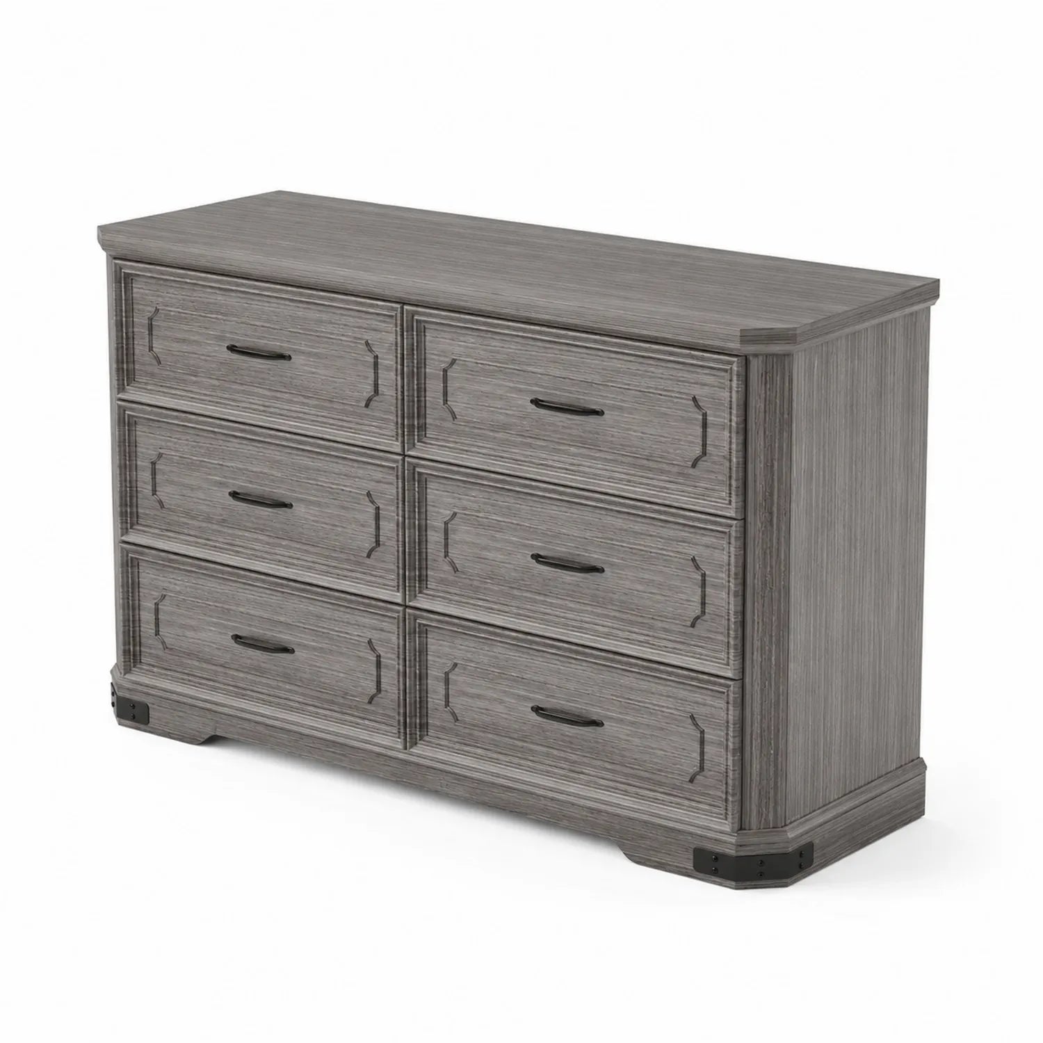 Cassettiera 6 cassetti in Legno Grigio 120x40x80 cm