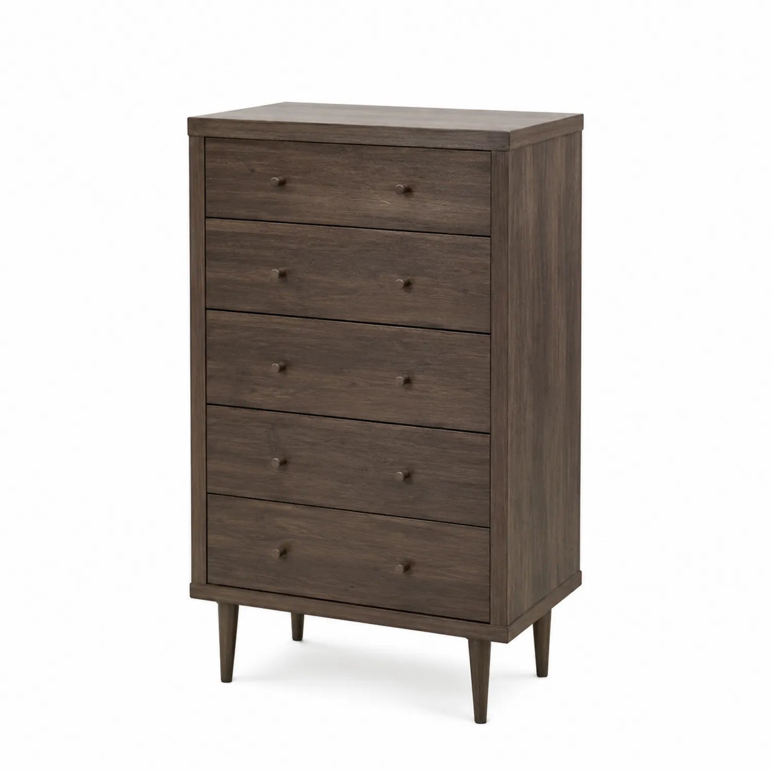 Cassettiera in Legno Marrone con 5 Cassetti
