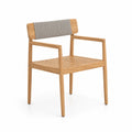 Sedia in legno di teak e tessuto grigio da 80 cm