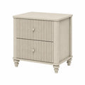 Comodino in Legno Massello con Due Cassetti Beige