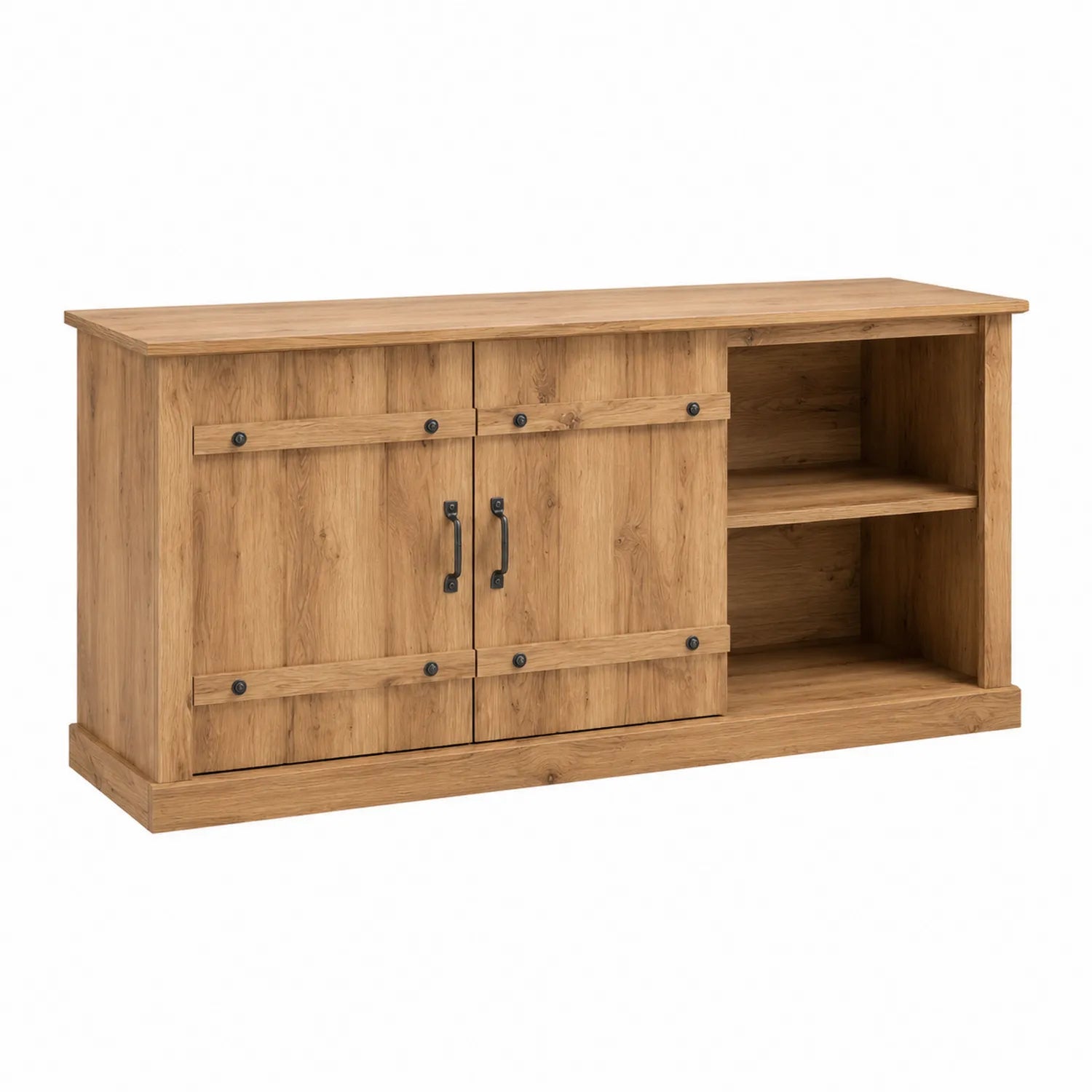 Mobile TV in Legno MDF con Ante e Ripiani Rovere Chiaro