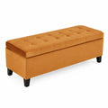 Panca in velluto con contenitore Arancione 120x40x40 cm