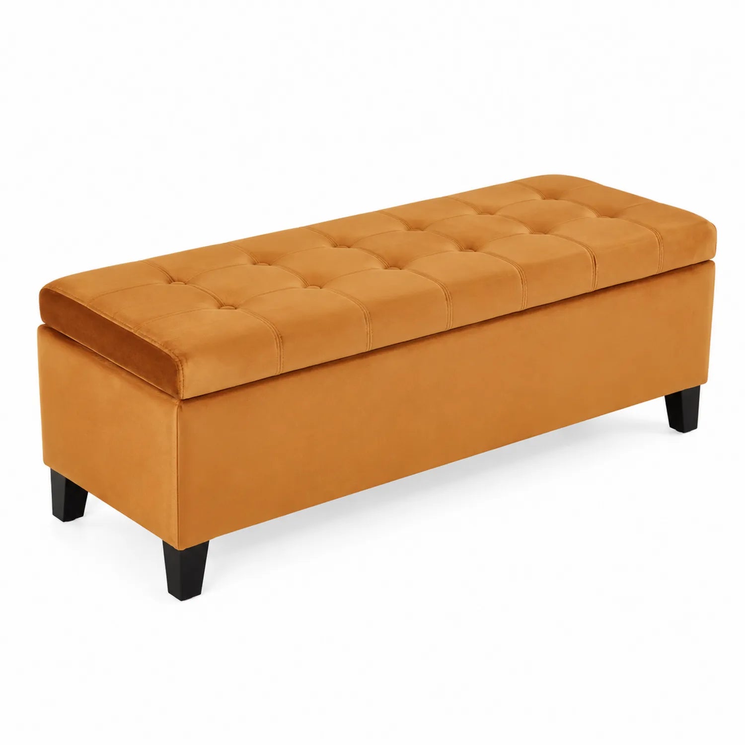 Panca in velluto con contenitore Arancione 120x40x40 cm
