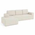 Divano componibile in velluto a coste Beige con chaise longue