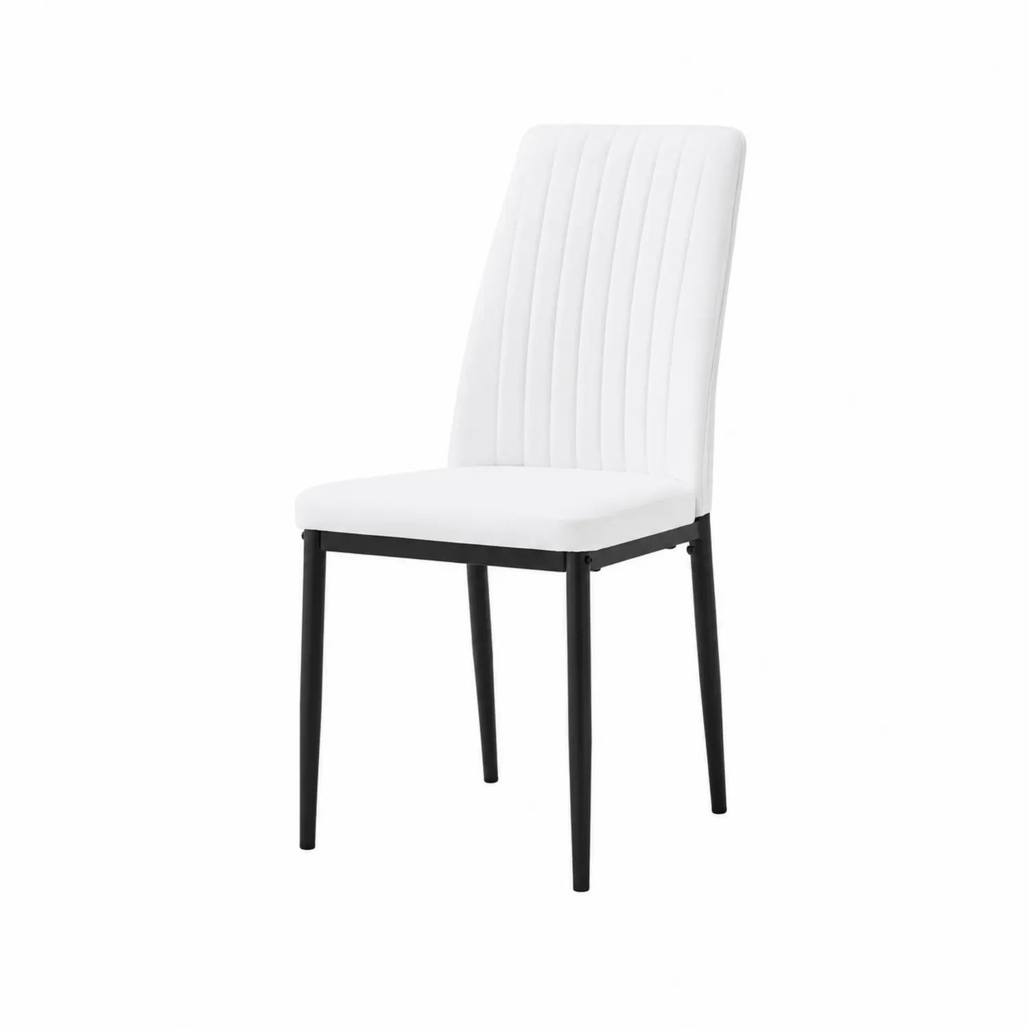 Sedia da pranzo in tessuto bianco con gambe in metallo