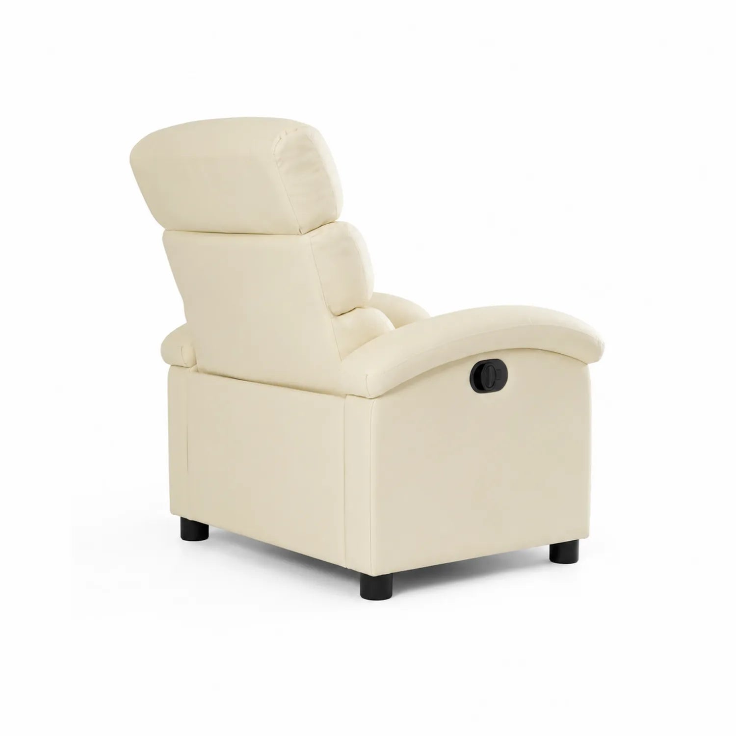 Poltrona reclinabile in similpelle crema con struttura in legno
