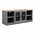 Mobile TV in Legno e Metallo con Ripiani Grigio 150x40x55 cm