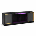 Mobile TV in MDF Nero e Oro con LED e Ante in Vetro
