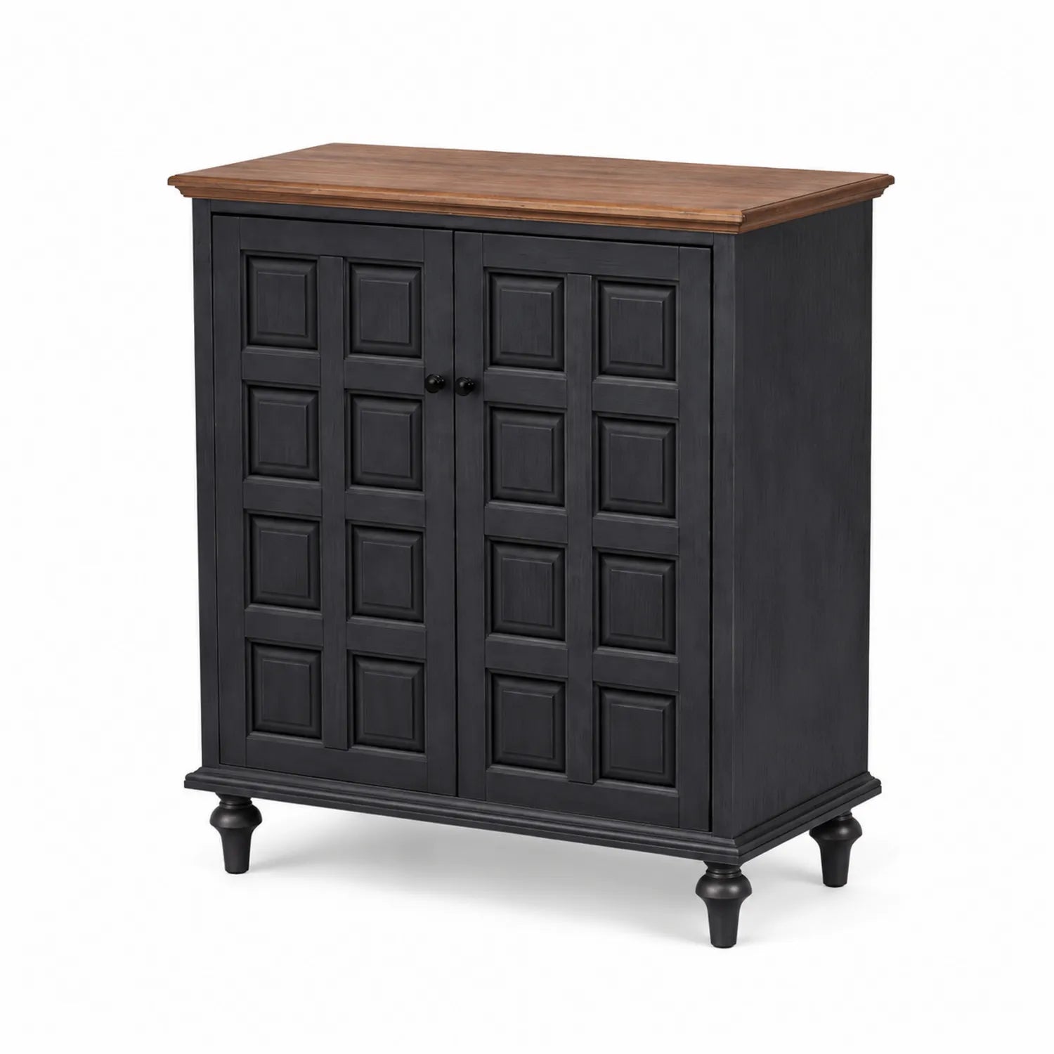 Credenza in Legno Nero con Piano in Noce