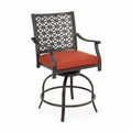Sgabello da bar in metallo con cuscino arancione girevole