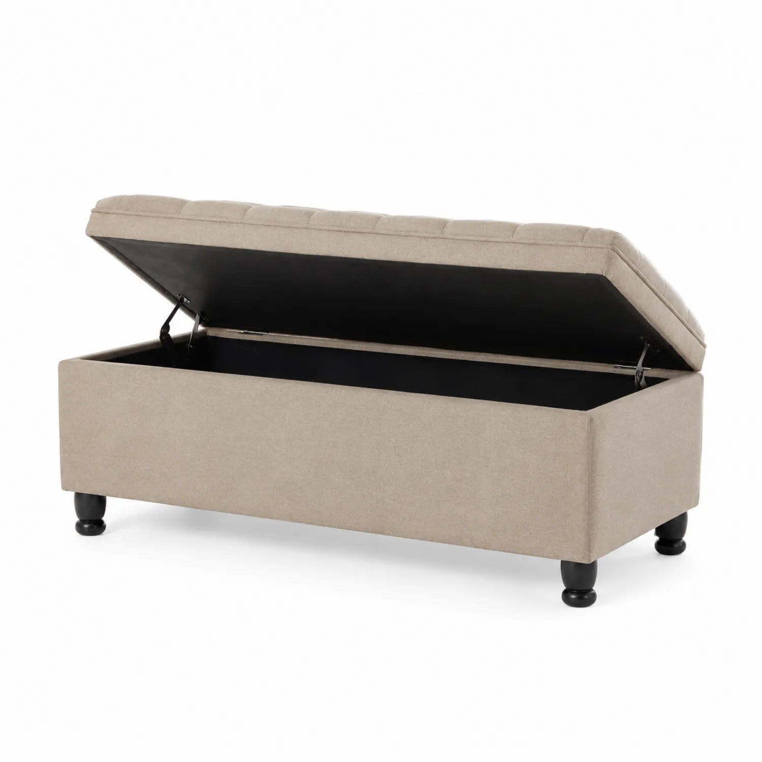 Panca contenitore in tessuto di poliestere con gambe rotonde 120x40x45 cm