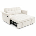 Divano Letto in Tessuto Bianco con Struttura in Metallo
