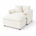 Divano componibile in tessuto bianco con chaise longue e cuscini