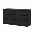 Cassettiera a 6 Cassetti in MDF Nero 140x40x78 cm