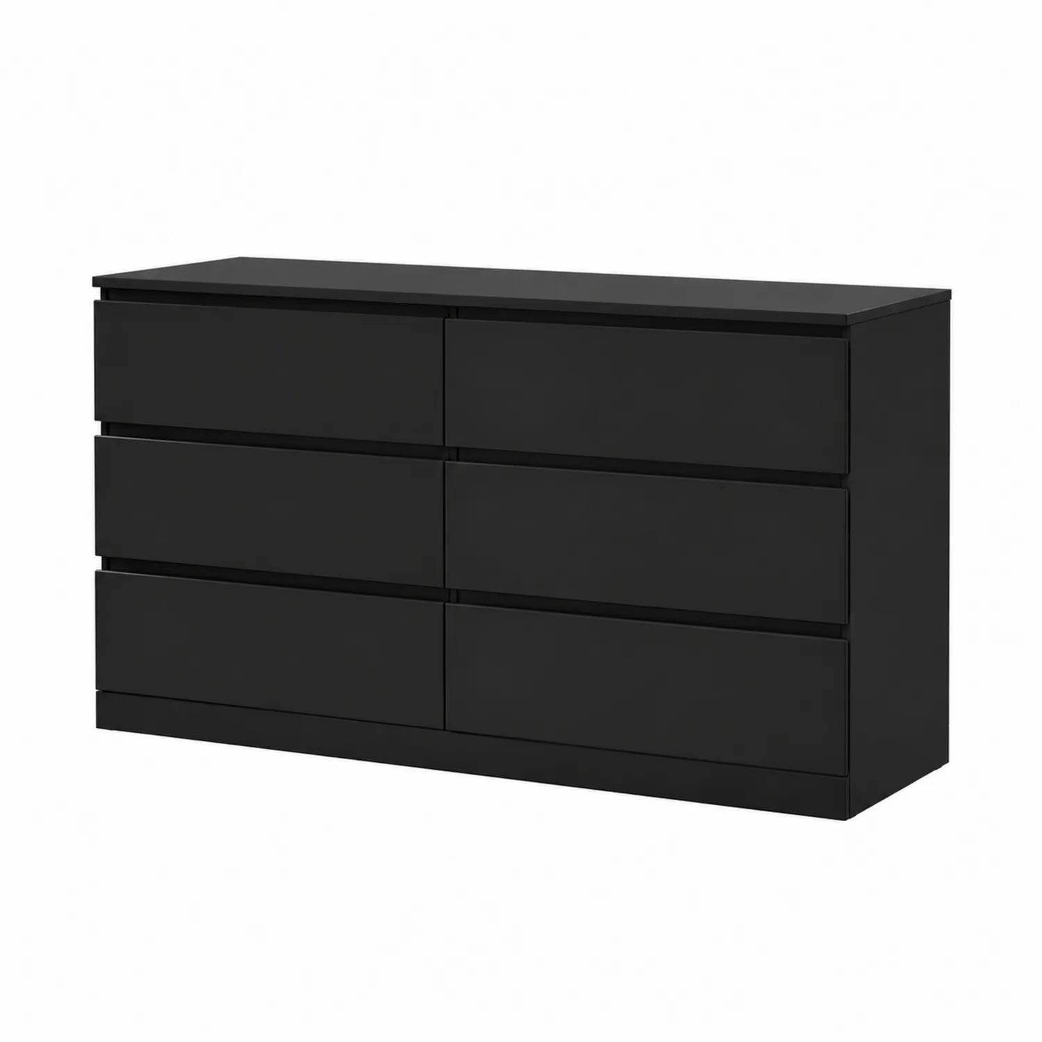 Cassettiera a 6 Cassetti in MDF Nero 140x40x78 cm