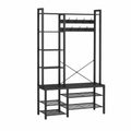 Porta abiti in Metallo Nero con Panca e Scaffali