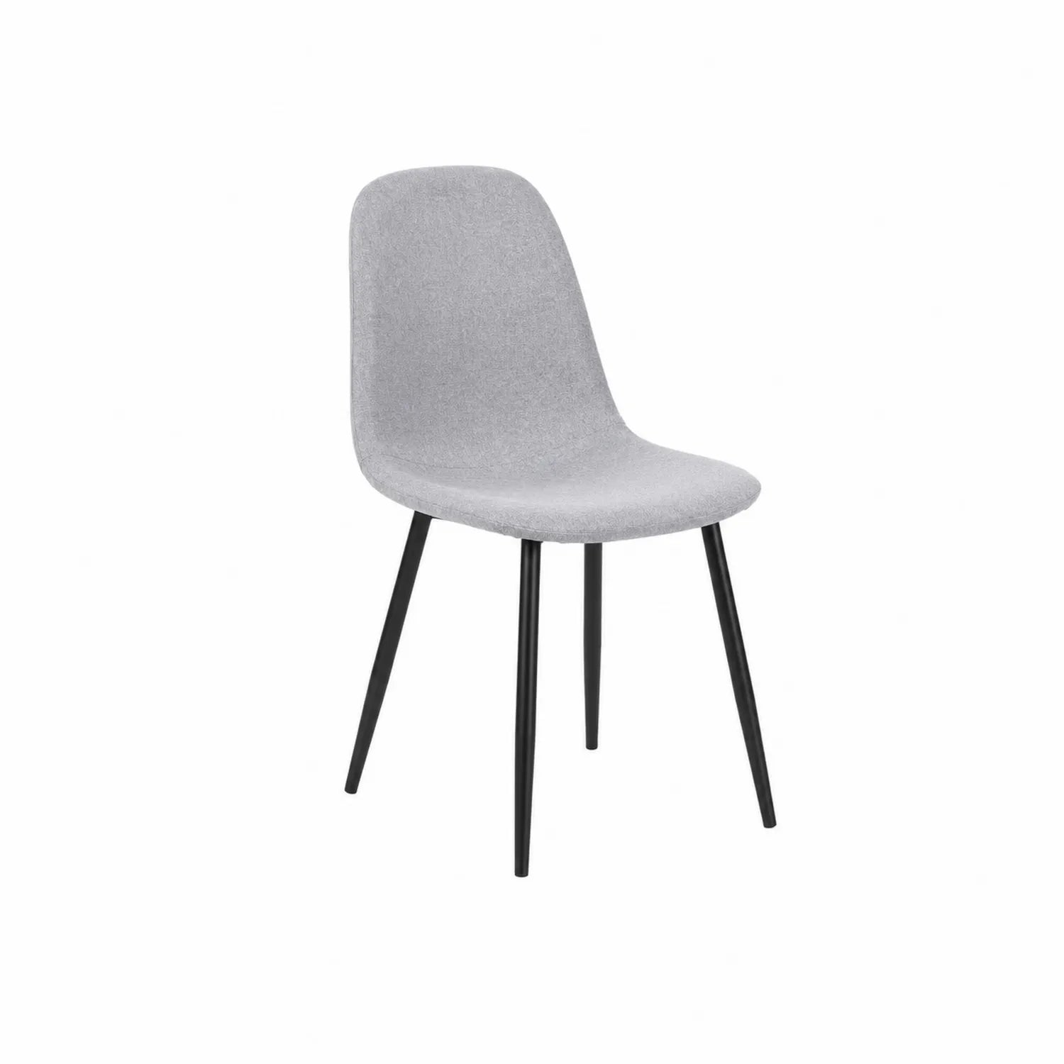 Sedia in tessuto grigio con gambe in metallo