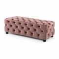 Panca in Velluto Rosa con Gambe in Legno 120x45x40 cm