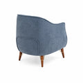 Poltrona in Tessuto di Poliestere Blu con Gambe in Legno