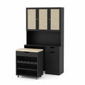 Credenza da Cucina in Legno con Ante in Tessuto e Tavolozza Mobile