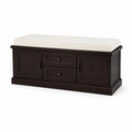 Panca in Legno Massello con Cuscino Beige