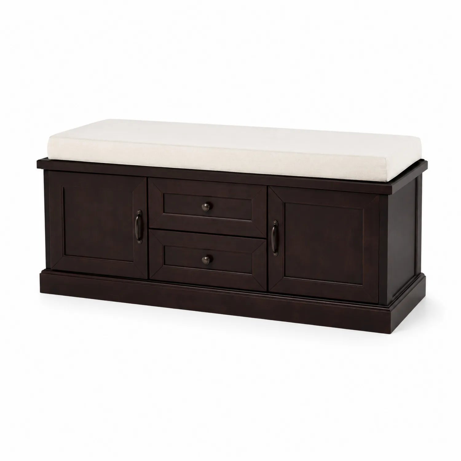Panca in Legno Massello con Cuscino Beige