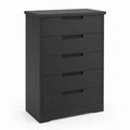 Cassettiera a Cinque Cassetti in Legno Nero 90x75x40 cm