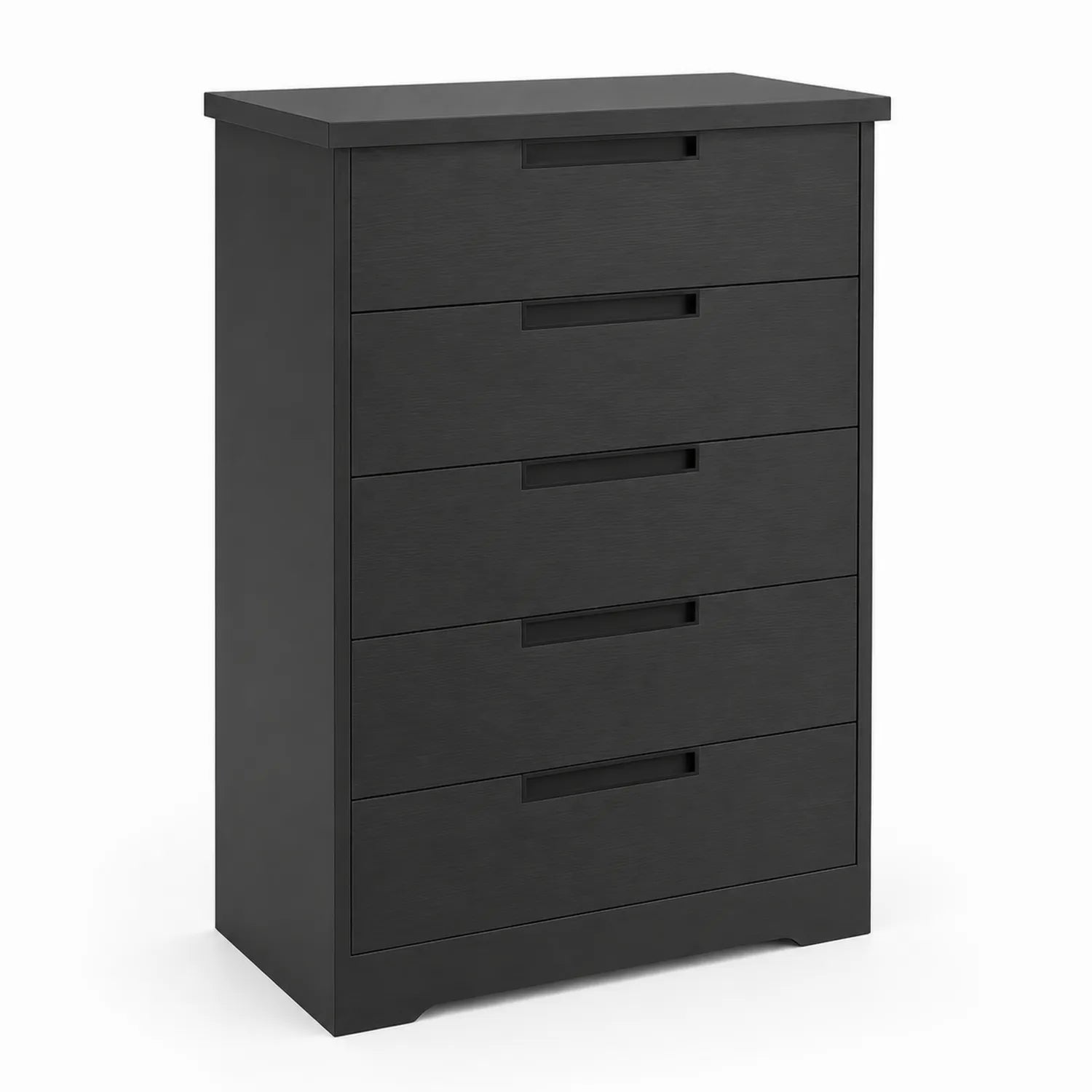 Cassettiera a Cinque Cassetti in Legno Nero 90x75x40 cm
