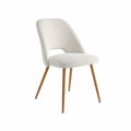 Sedia in Tessuto Bouclé Bianco e Legno Massello 80cm