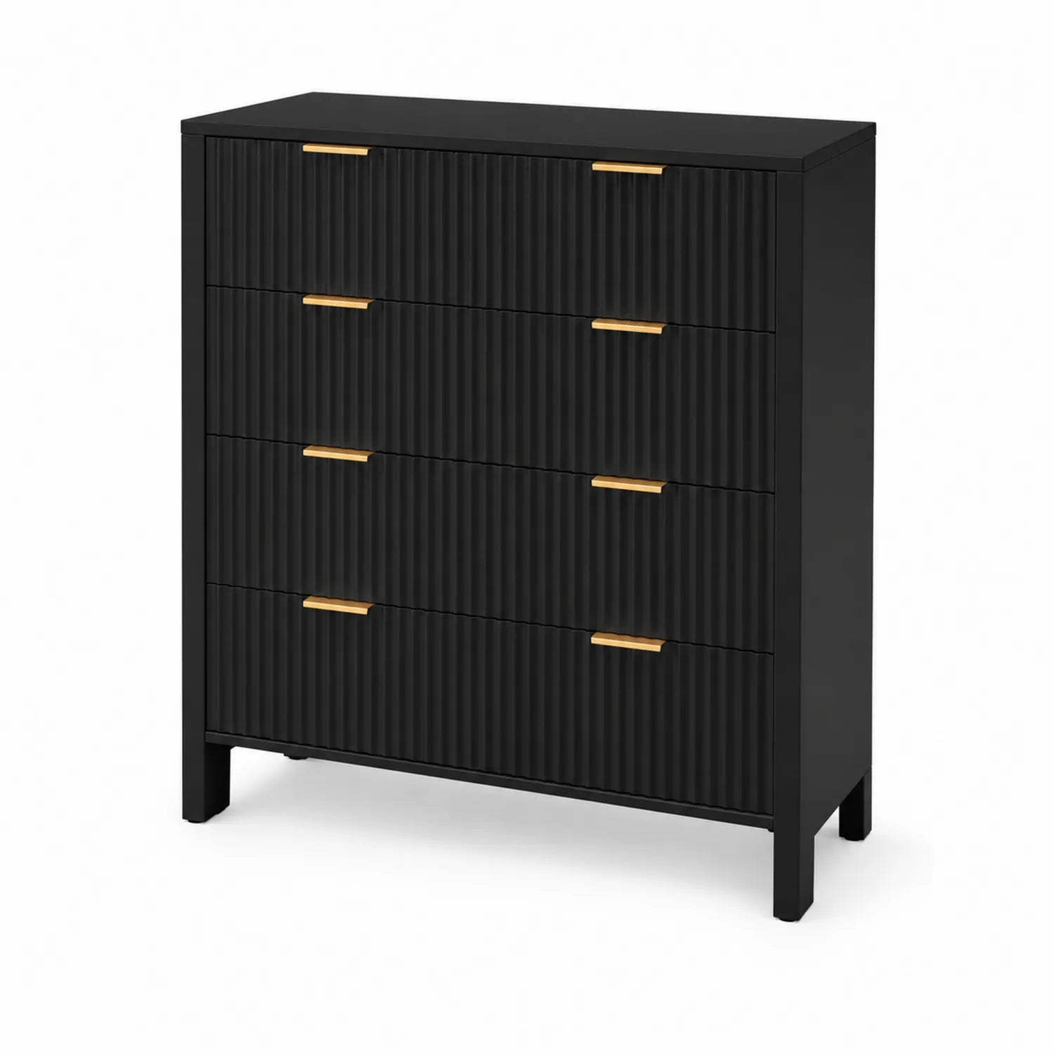 Cassettiera in Legno con 5 Cassetti Nero 80x40x100 cm