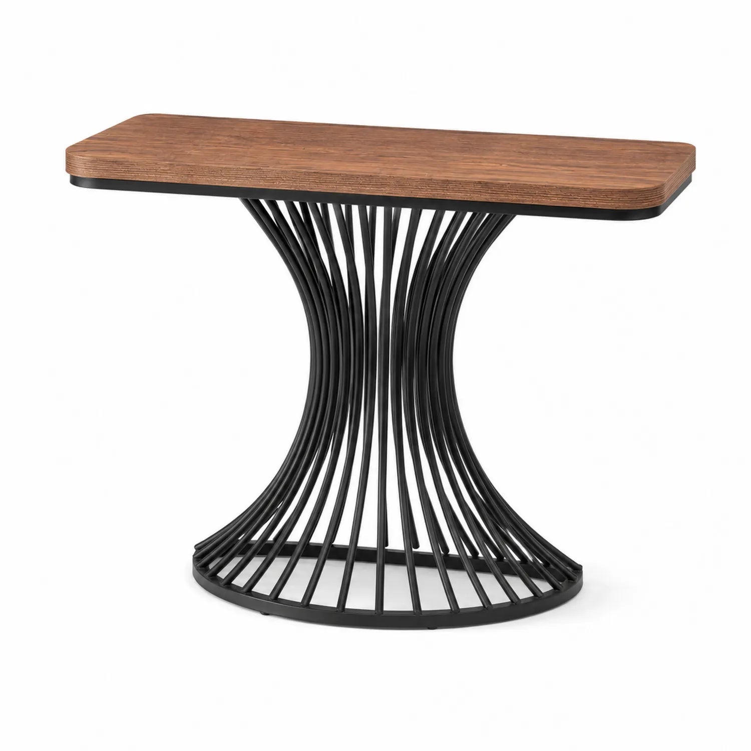 Tavolo consolle in legno e metallo nero
